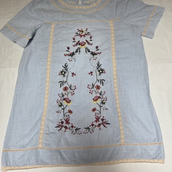 Tops - Praire Shirt Embroidered Light Blue Tunic Top Youthful